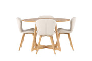 Venture Home Yakidon spisebord - Rubberwood / Oaklook MDF +Lilja Spisebordsstol - Oaklook / Beige Fabric _4