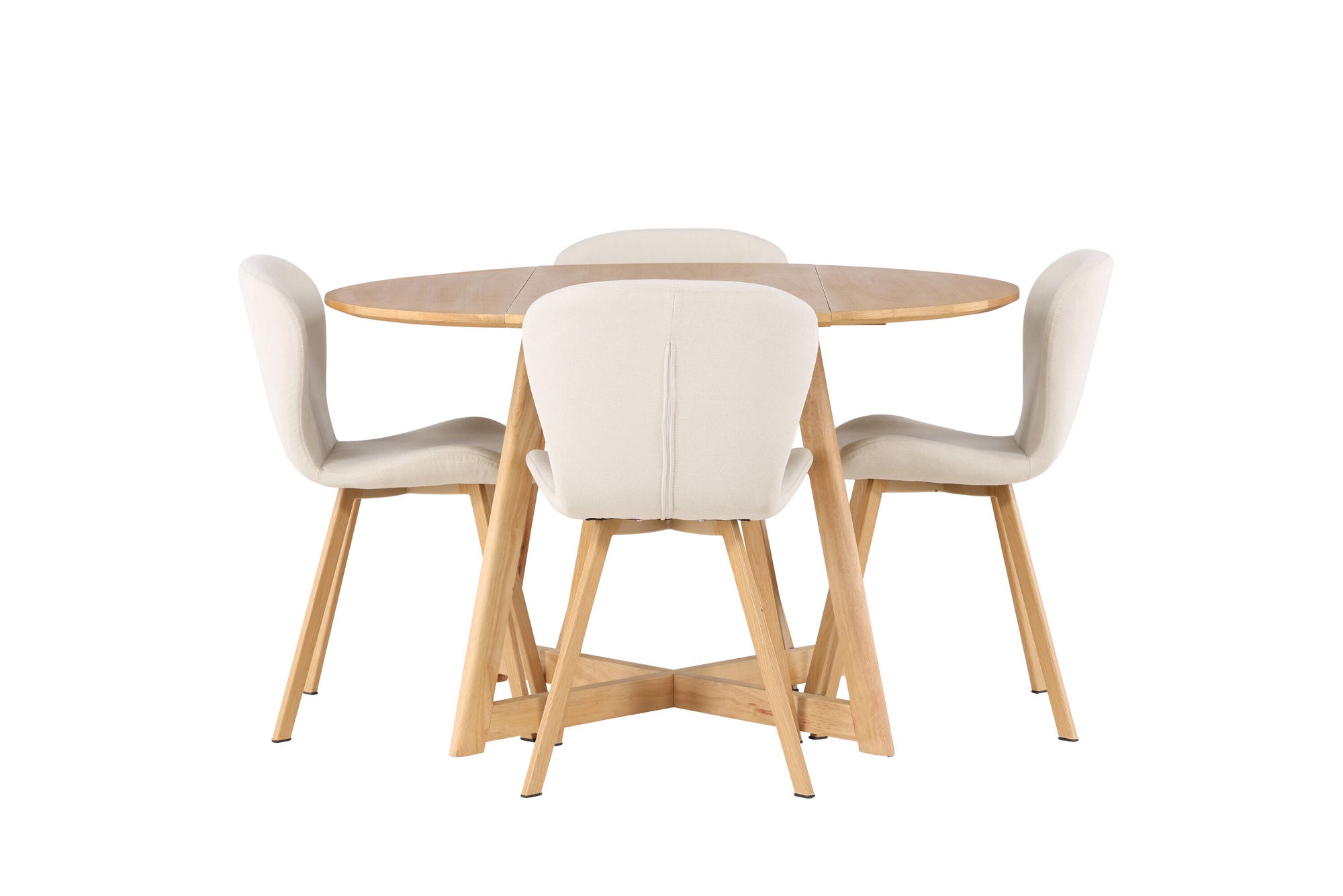 Venture Home Yakidon spisebord - Rubberwood / Oaklook MDF +Lilja Spisebordsstol - Oaklook / Beige Fabric _4