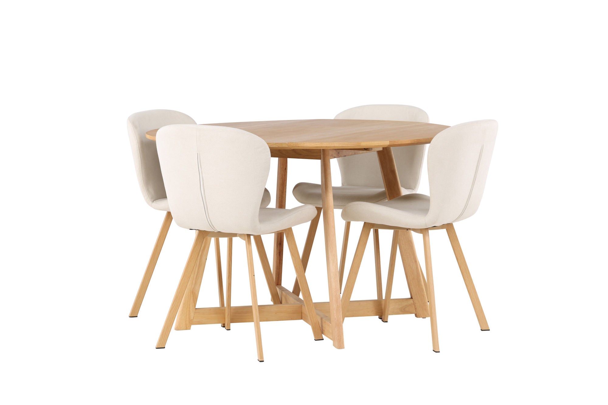 Venture Home Yakidon spisebord - Rubberwood / Oaklook MDF +Lilja Spisebordsstol - Oaklook / Beige Fabric _4