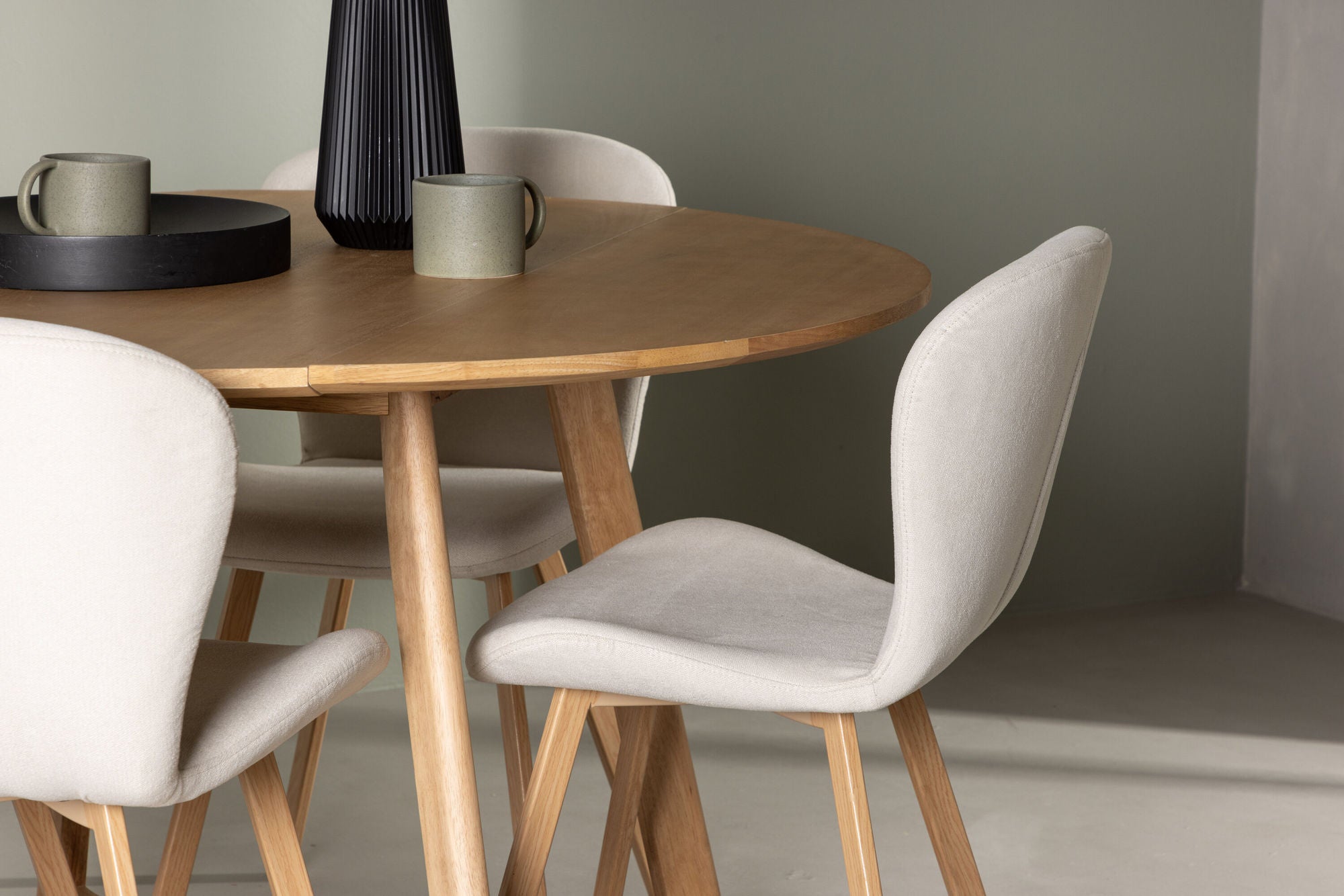 Venture Home Yakidon spisebord - Rubberwood / Oaklook MDF +Lilja Spisebordsstol - Oaklook / Beige Fabric _4