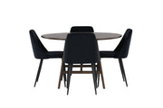 Venture Home Kaseidon spisebord - rund - Rubberwood / Dark Brown MDF +Night Spisebordsstol - Black / Black Velvet _4