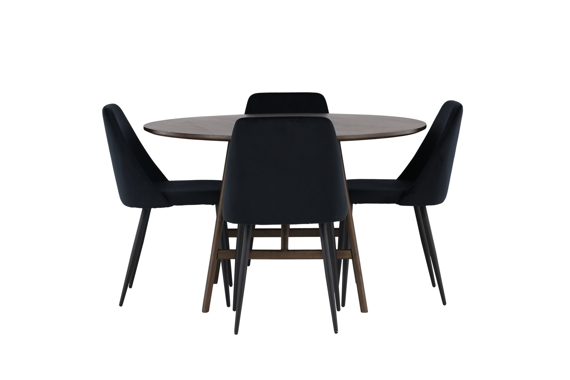 Venture Home Kaseidon spisebord - rund - Rubberwood / Dark Brown MDF +Night Spisebordsstol - Black / Black Velvet _4