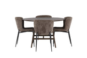 Venture Home Kaseidon spisebord - rund - Rubberwood / Dark Brown MDF +Modesto Spisebordsstol - Grey / Smoked Black Boucle _4