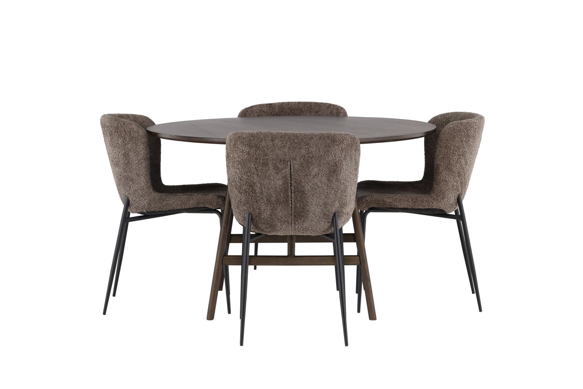 Venture Home Kaseidon spisebord - rund - Rubberwood / Dark Brown MDF +Modesto Spisebordsstol - Grey / Smoked Black Boucle _4