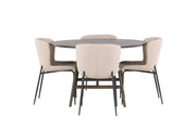 Venture Home Kaseidon spisebord - rund - Rubberwood / Dark Brown MDF +Modesto Spisebordsstol - Beige / Beige Boucle _4