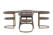 Venture Home Kaseidon spisebord - rund - Rubberwood / Dark Brown MDF +Morning Spisebordsstol - Black / Black Boucle _4