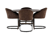 Venture Home Kaseidon spisebord - rund - Rubberwood / Dark Brown MDF +Evening Spisebordsstol - Matte brown / Brown Fabric _4