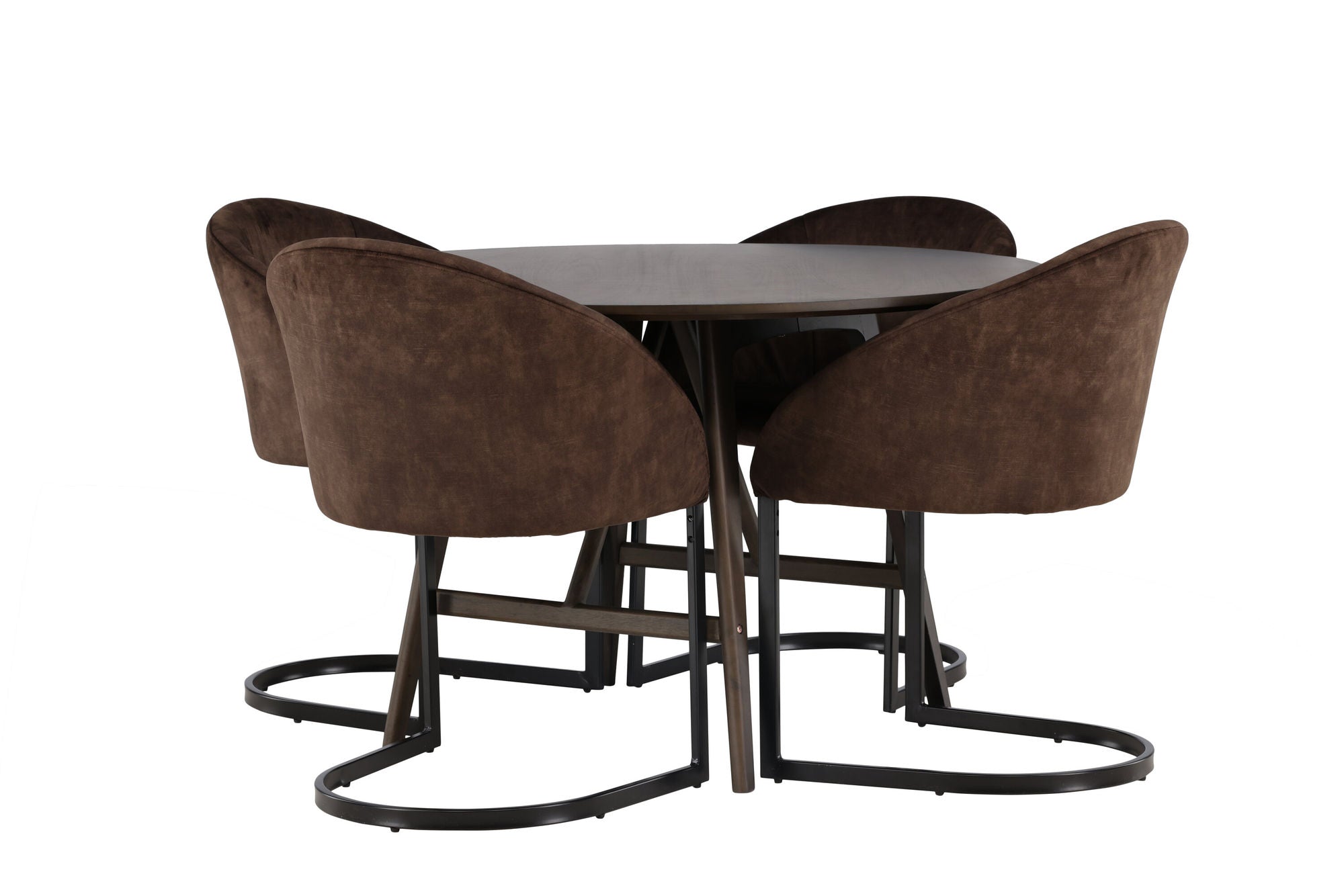 Venture Home Kaseidon spisebord - rund - Rubberwood / Dark Brown MDF +Evening Spisebordsstol - Matte brown / Brown Fabric _4