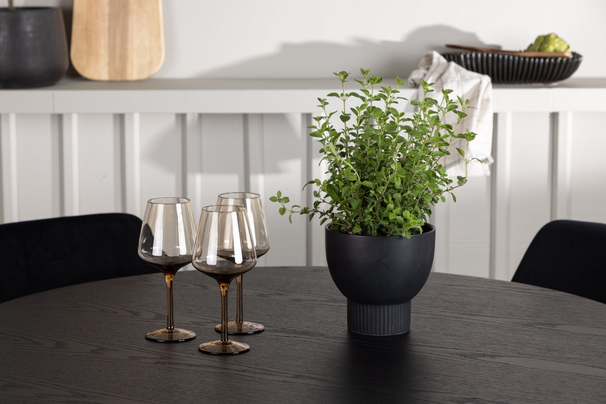 Venture Home Olivia spisebord - Black / Black Veneer +Night Spisebordsstol - Black / Black Velvet _4