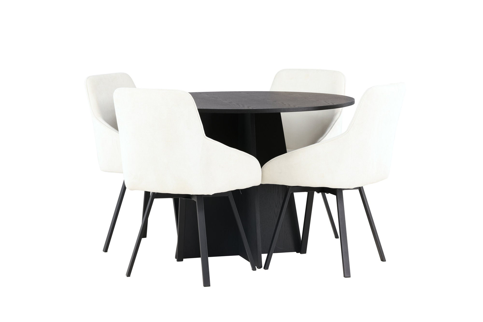 Venture Home Bootcut rund spisebord - Black / Black Fanéer +Rosie Spisebordsstol - Black / Beige Fabric _4