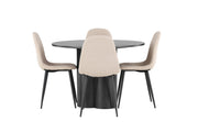 Venture Home Olivia spisebord - Black / Black Veneer +Polar Spisebordsstol - Black / Beige Boucle _4