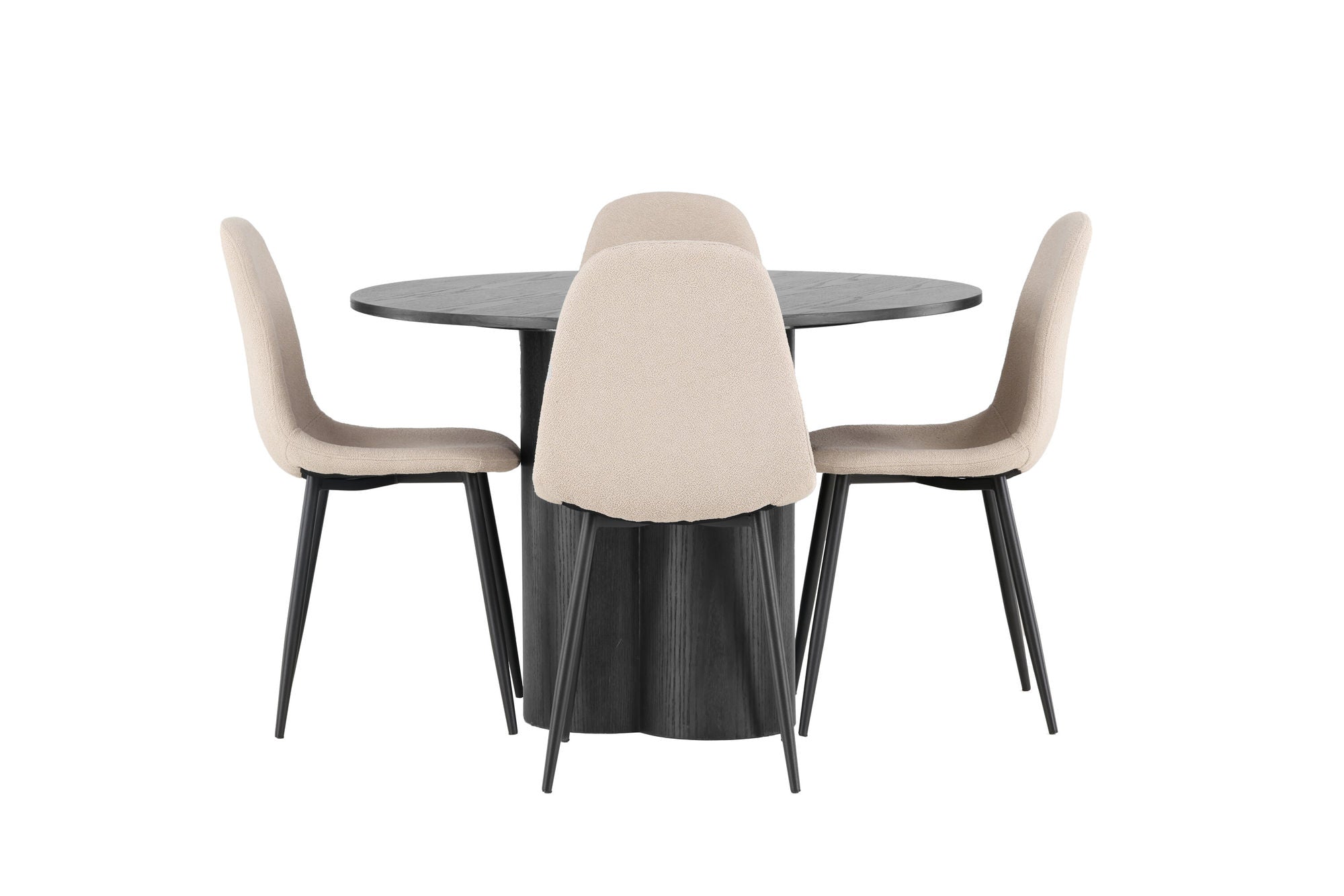 Venture Home Olivia spisebord - Black / Black Veneer +Polar Spisebordsstol - Black / Beige Boucle _4