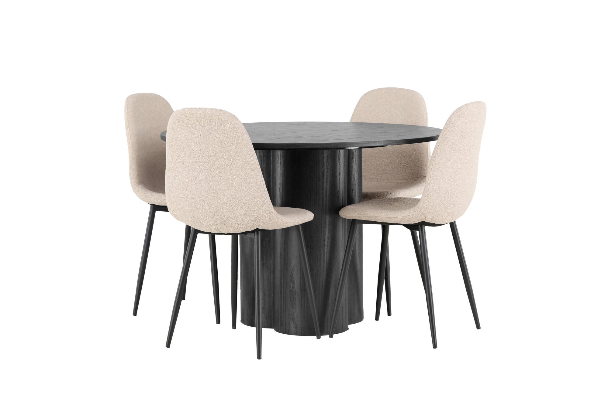 Venture Home Olivia spisebord - Black / Black Veneer +Polar Spisebordsstol - Black / Beige Boucle _4