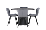 Venture Home Olivia spisebord - Black / Black Veneer +Lilja Spisebordsstol - Black / Dark grey Fabric _4
