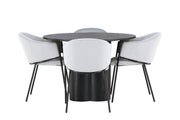Venture Home Olivia spisebord - Black / Black Veneer +Evelina Spisebordsstol - Black / Light grey Velvet _4
