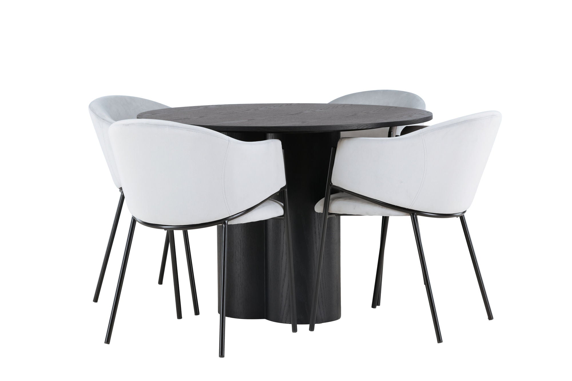 Venture Home Olivia spisebord - Black / Black Veneer +Evelina Spisebordsstol - Black / Light grey Velvet _4
