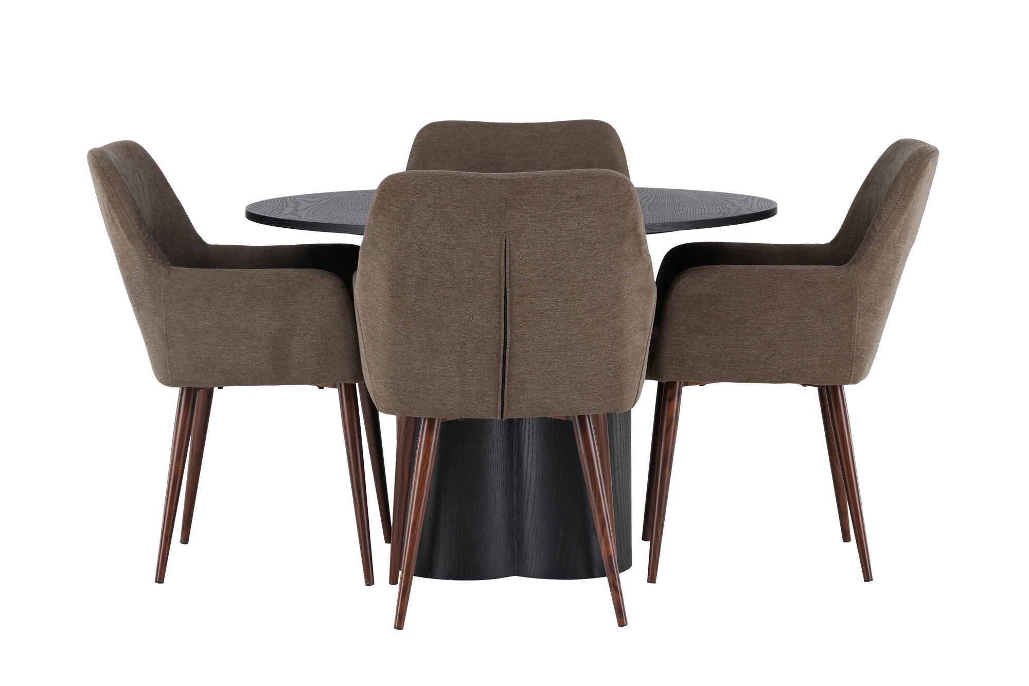 Venture Home Olivia spisebord - Black / Black Veneer +Tomorrow Spisebordsstol - Dark walnut / Dark grey/Brown Fabric _4
