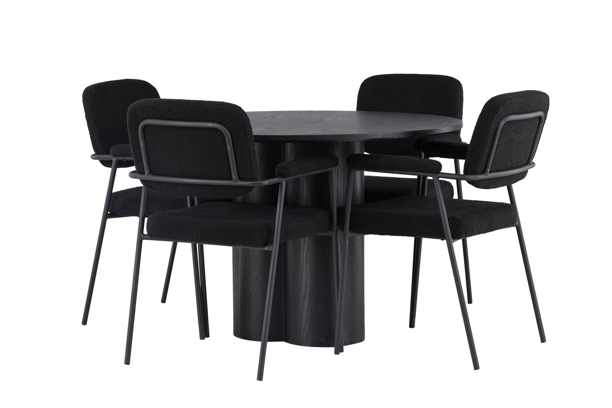 Venture Home Olivia spisebord - Black / Black Veneer +Yesterday Spisebordsstol - Black / Black Boucle _4