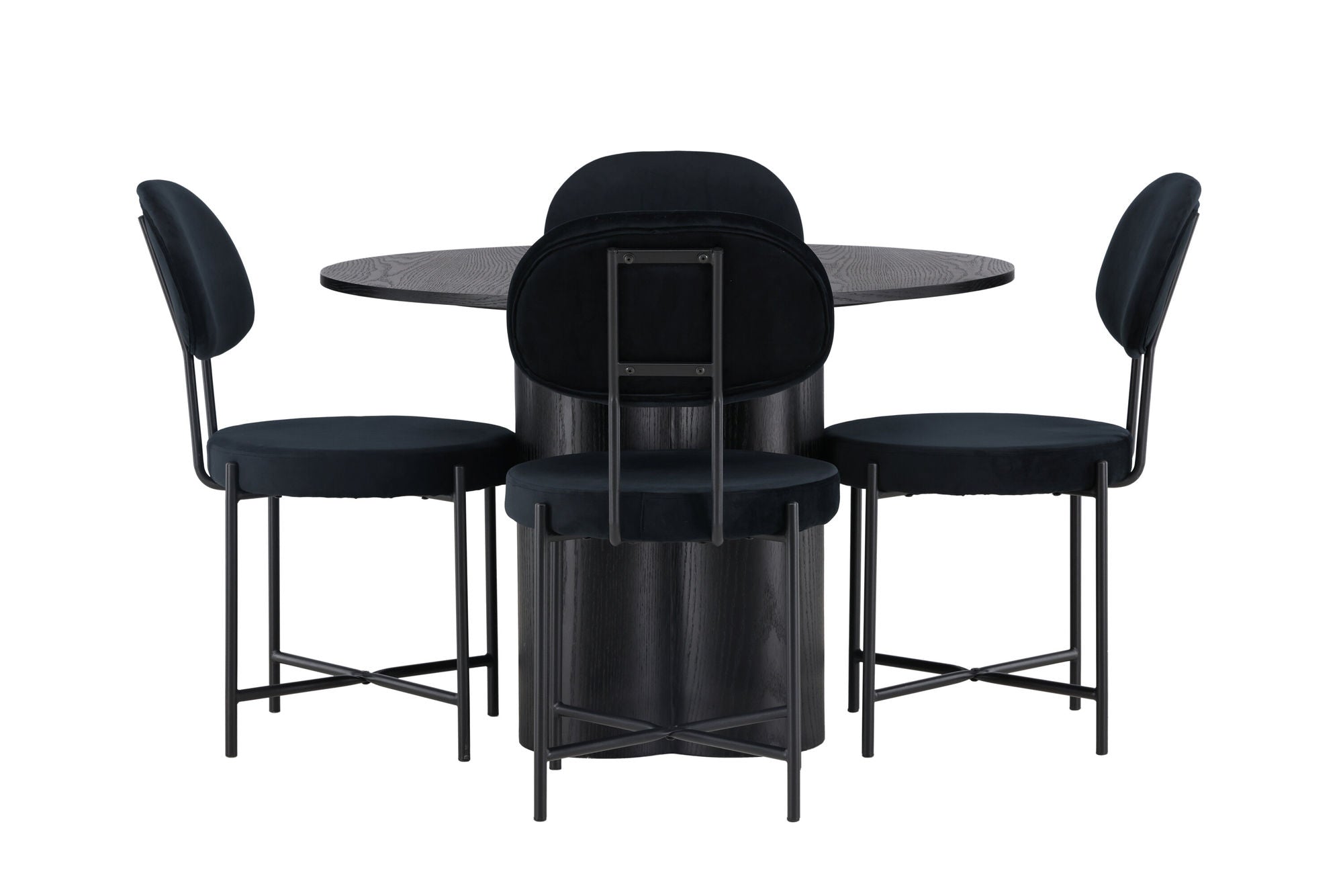 Venture Home Olivia spisebord - Black / Black Veneer +Stella Spisebordsstol - Black / Black Velvet _4