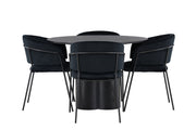 Venture Home Olivia spisebord - Black / Black Veneer +Selma Spisebordsstol - Black / Black Velvet _4