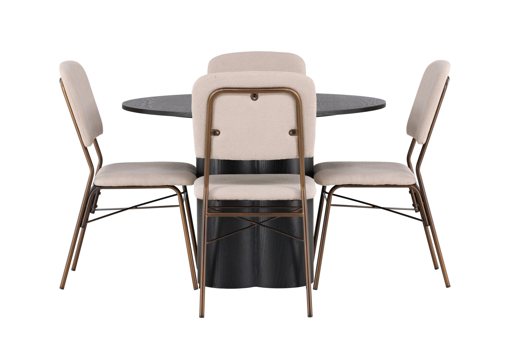 Venture Home Olivia spisebord - Black / Black Veneer +Seda Spisebordsstol - Matte brown / Beige Fabric _4