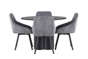 Venture Home Olivia spisebord - Black / Black Veneer +Rosie Spisebordsstol - Black / Dark grey Fabric _4