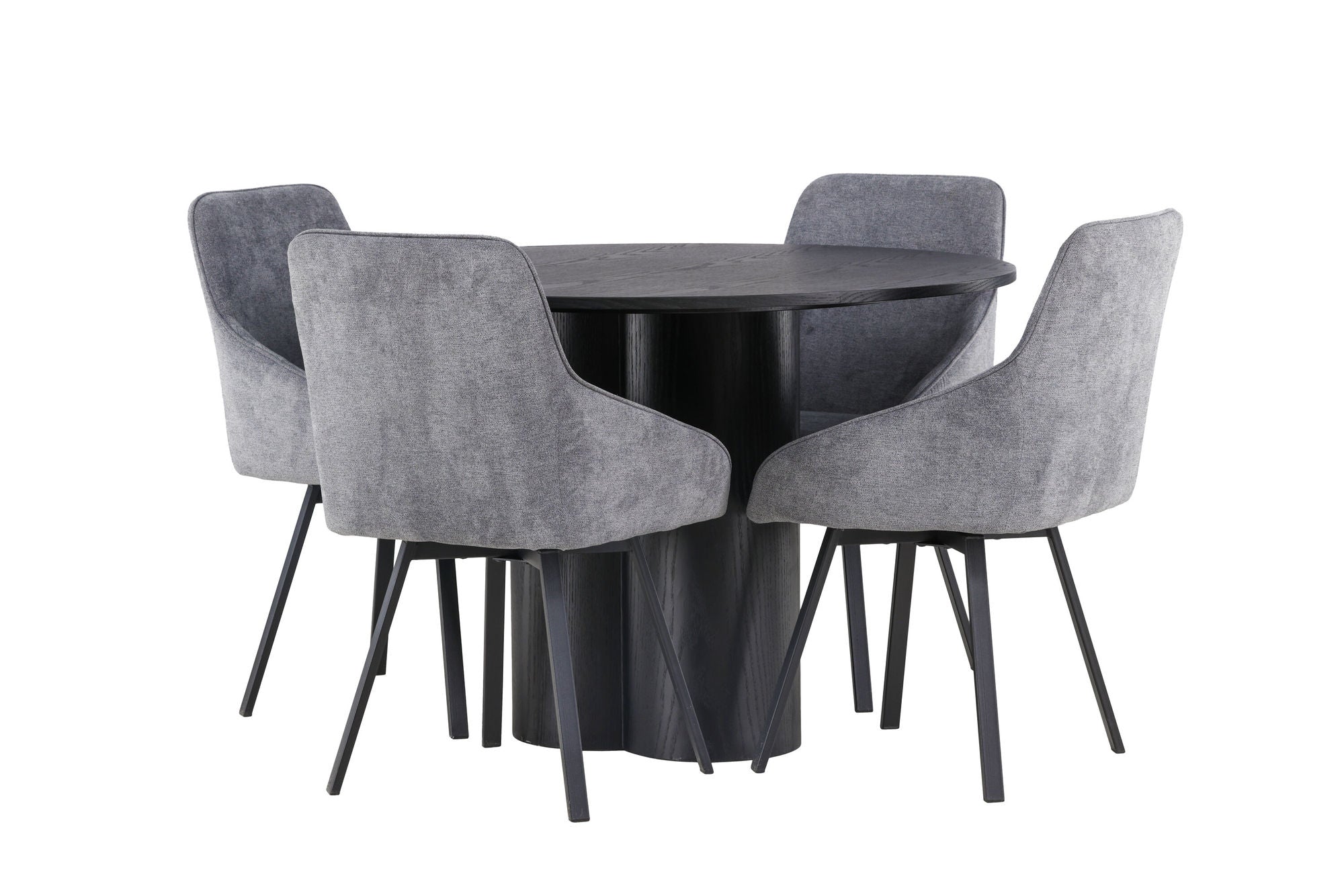 Venture Home Olivia spisebord - Black / Black Veneer +Rosie Spisebordsstol - Black / Dark grey Fabric _4