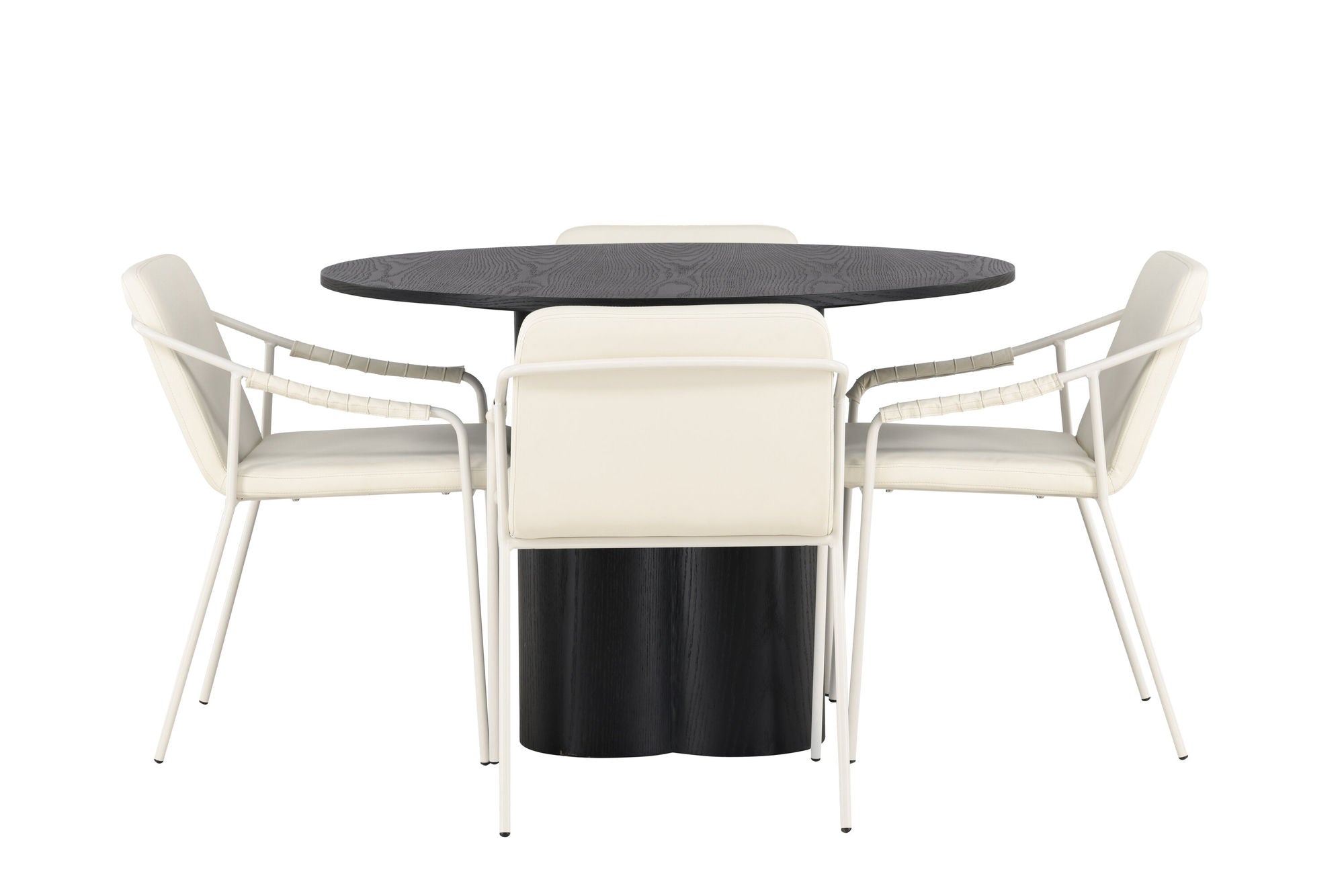 Venture Home Olivia spisebord - Black / Black Veneer +Tvist Spisebordsstol - Beige / Beige PU _4