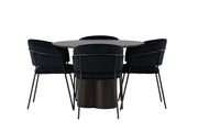 Venture Home Olivia spisebord - Mocca / Mocca Veneer +Selma Spisebordsstol - Black / Black Velvet _4