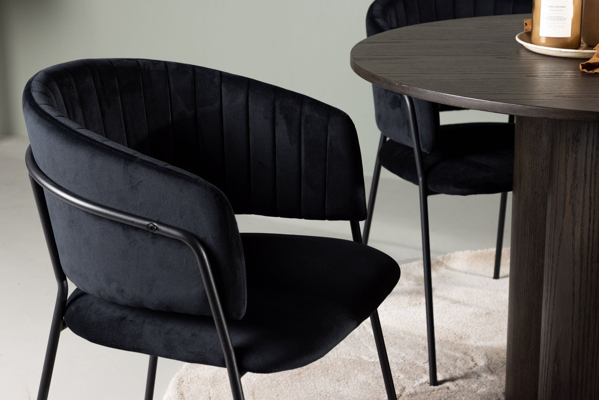 Venture Home Olivia spisebord - Mocca / Mocca Veneer +Selma Spisebordsstol - Black / Black Velvet _4
