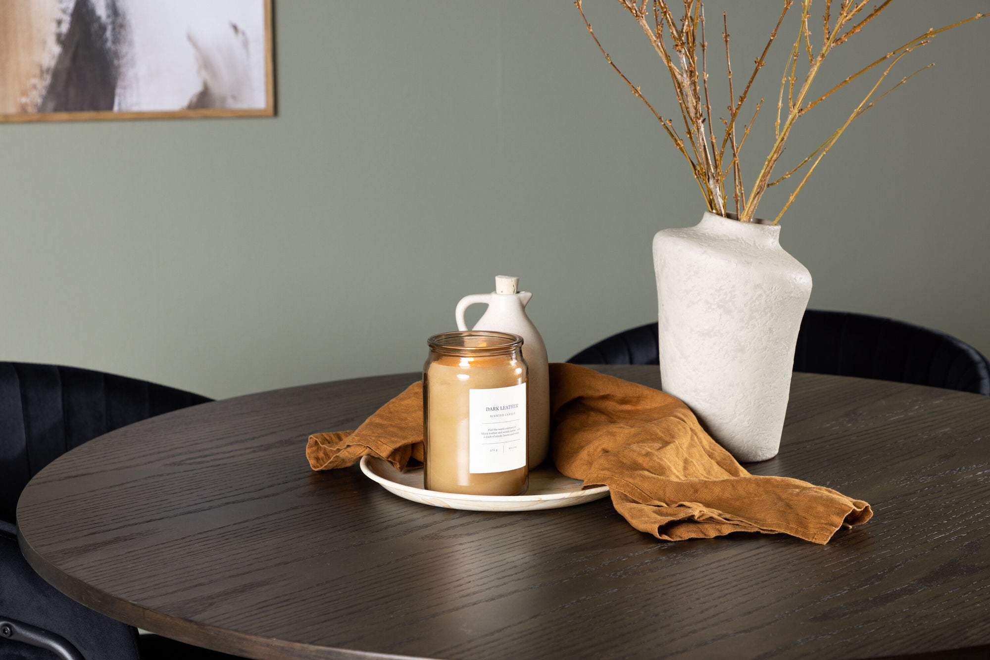 Venture Home Olivia spisebord - Mocca / Mocca Veneer +Selma Spisebordsstol - Black / Black Velvet _4