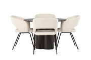Venture Home Olivia spisebord - Mocca / Mocca Veneer +Day Spisebordsstol - Matte black / White Linen _4