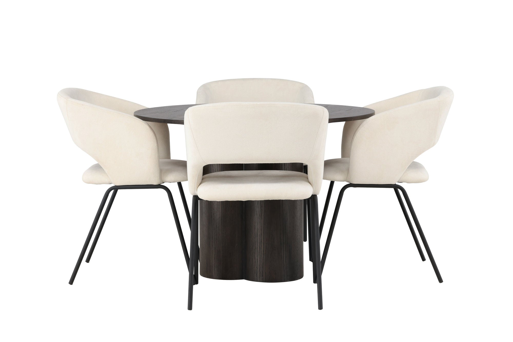 Venture Home Olivia spisebord - Mocca / Mocca Veneer +Day Spisebordsstol - Matte black / White Linen _4