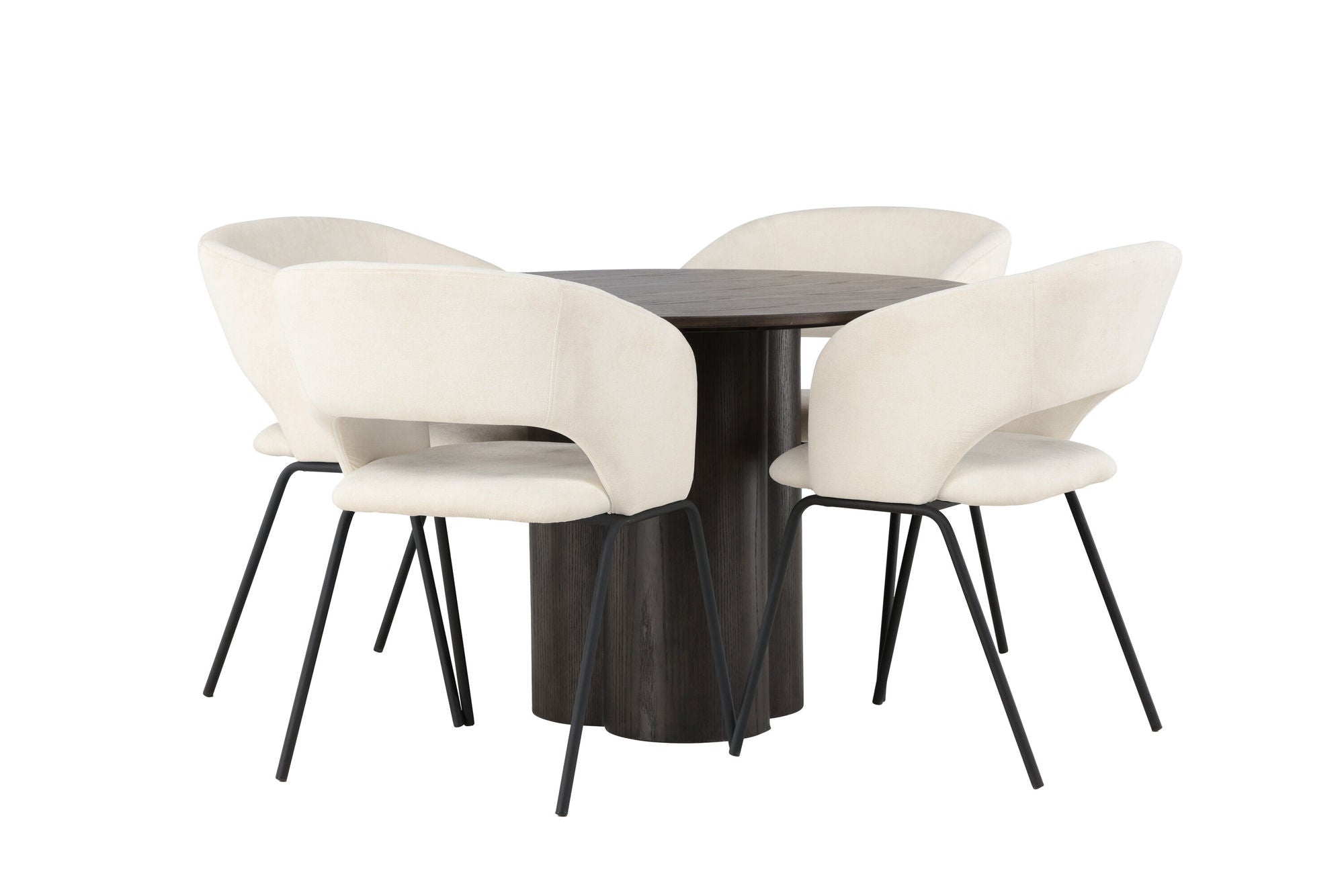Venture Home Olivia spisebord - Mocca / Mocca Veneer +Day Spisebordsstol - Matte black / White Linen _4