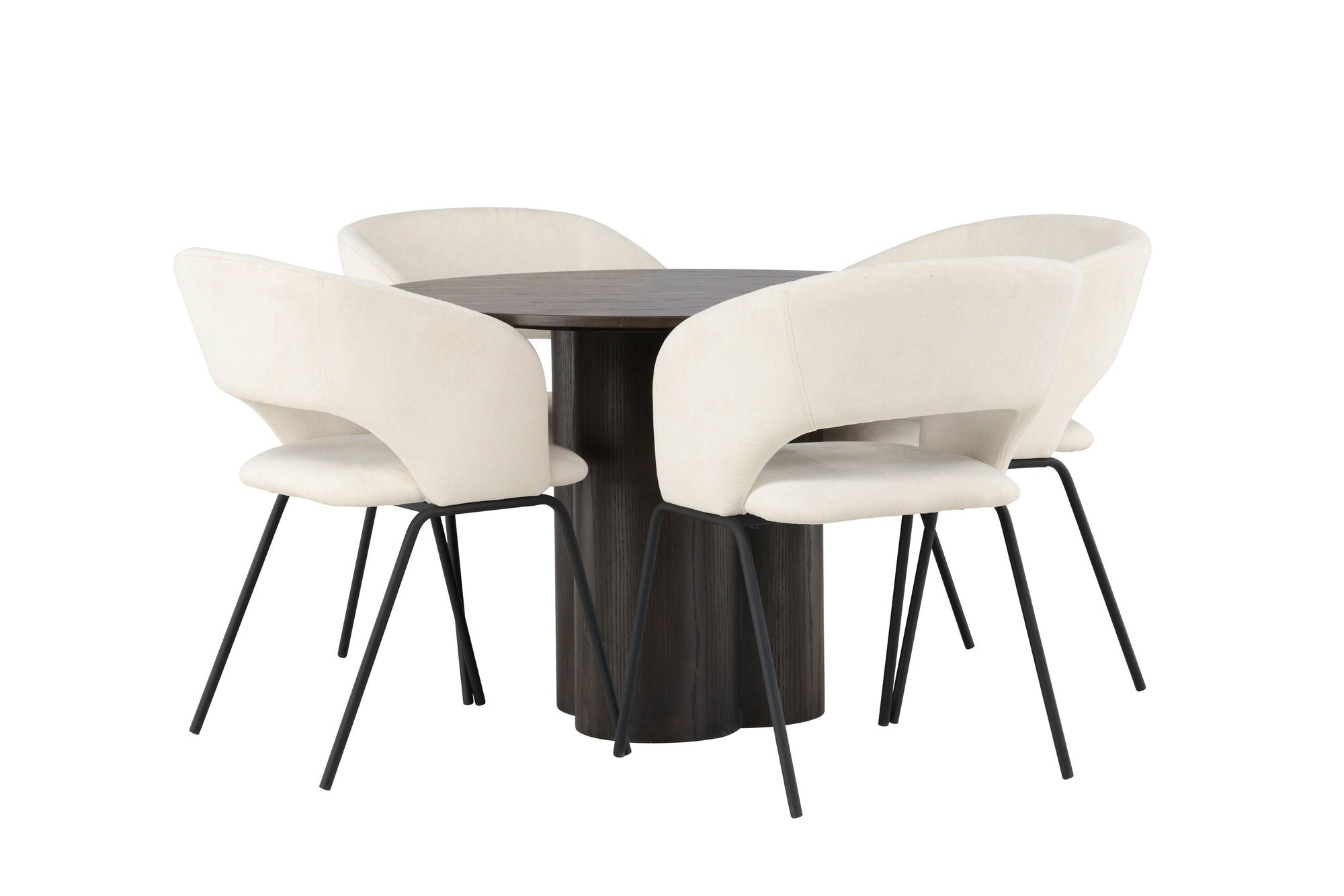 Venture Home Olivia spisebord - Mocca / Mocca Veneer +Day Spisebordsstol - Matte black / White Linen _4