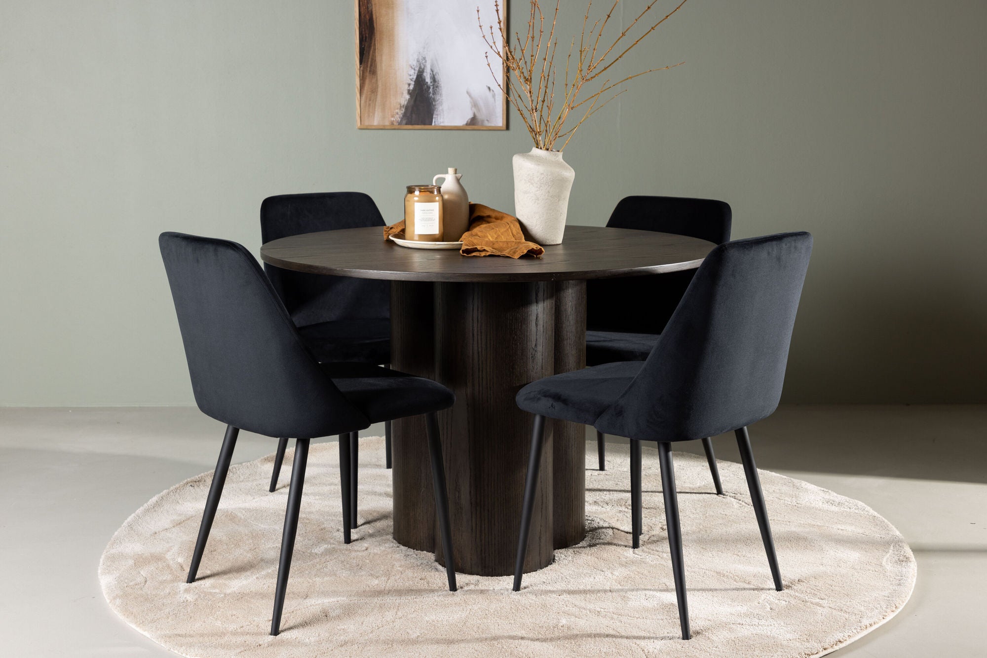 Venture Home Olivia spisebord - Mocca / Mocca Veneer +Night Spisebordsstol - Black / Black Velvet _4