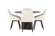 Venture Home Olivia spisebord - Mocca / Mocca Veneer +Rosie Spisebordsstol - Black / Beige Fabric _4