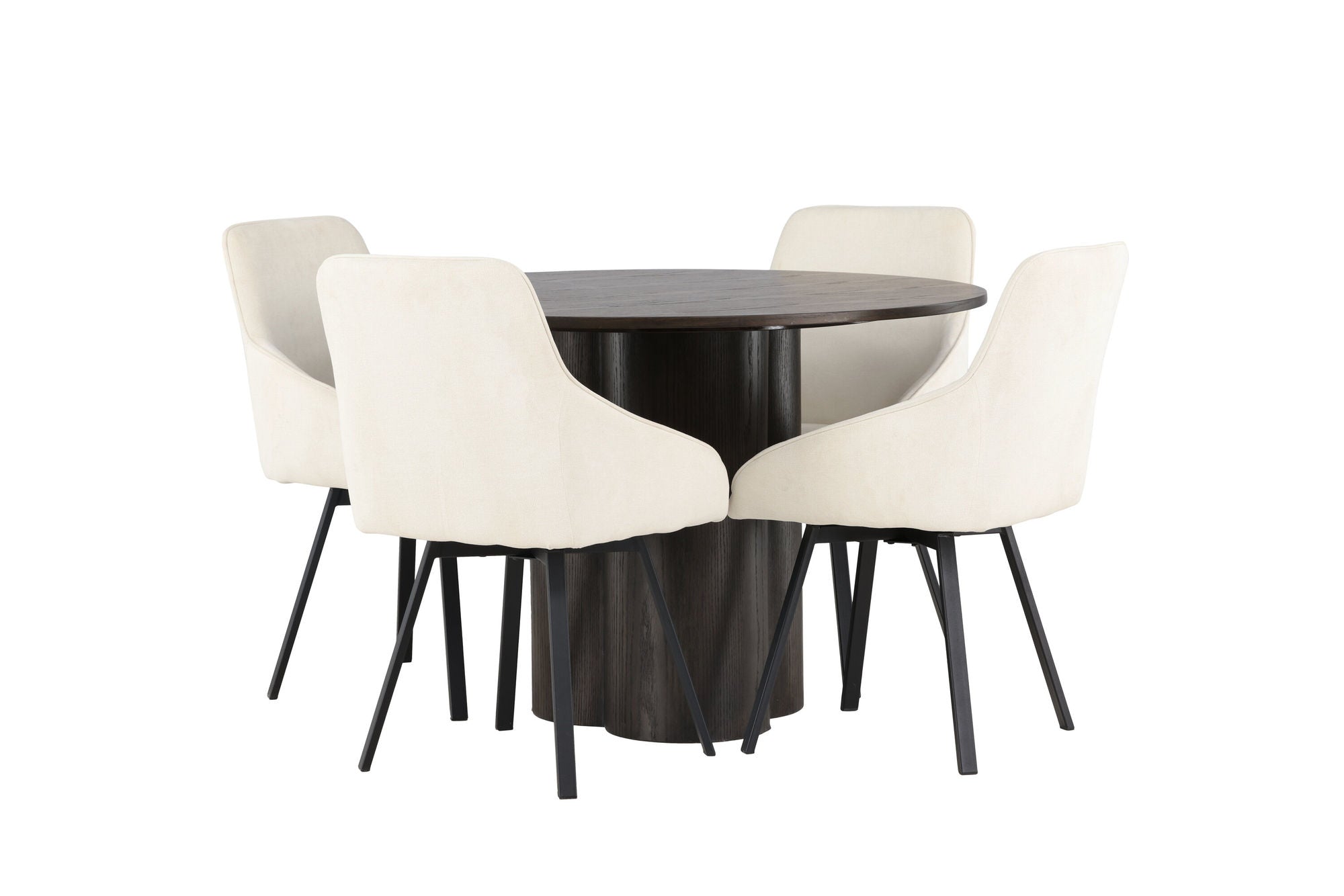 Venture Home Olivia spisebord - Mocca / Mocca Veneer +Rosie Spisebordsstol - Black / Beige Fabric _4