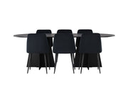 Venture Home Bootcut Oval spisebord - Black / Black Fanéer +Night Spisebordsstol - Black / Black Velvet _6