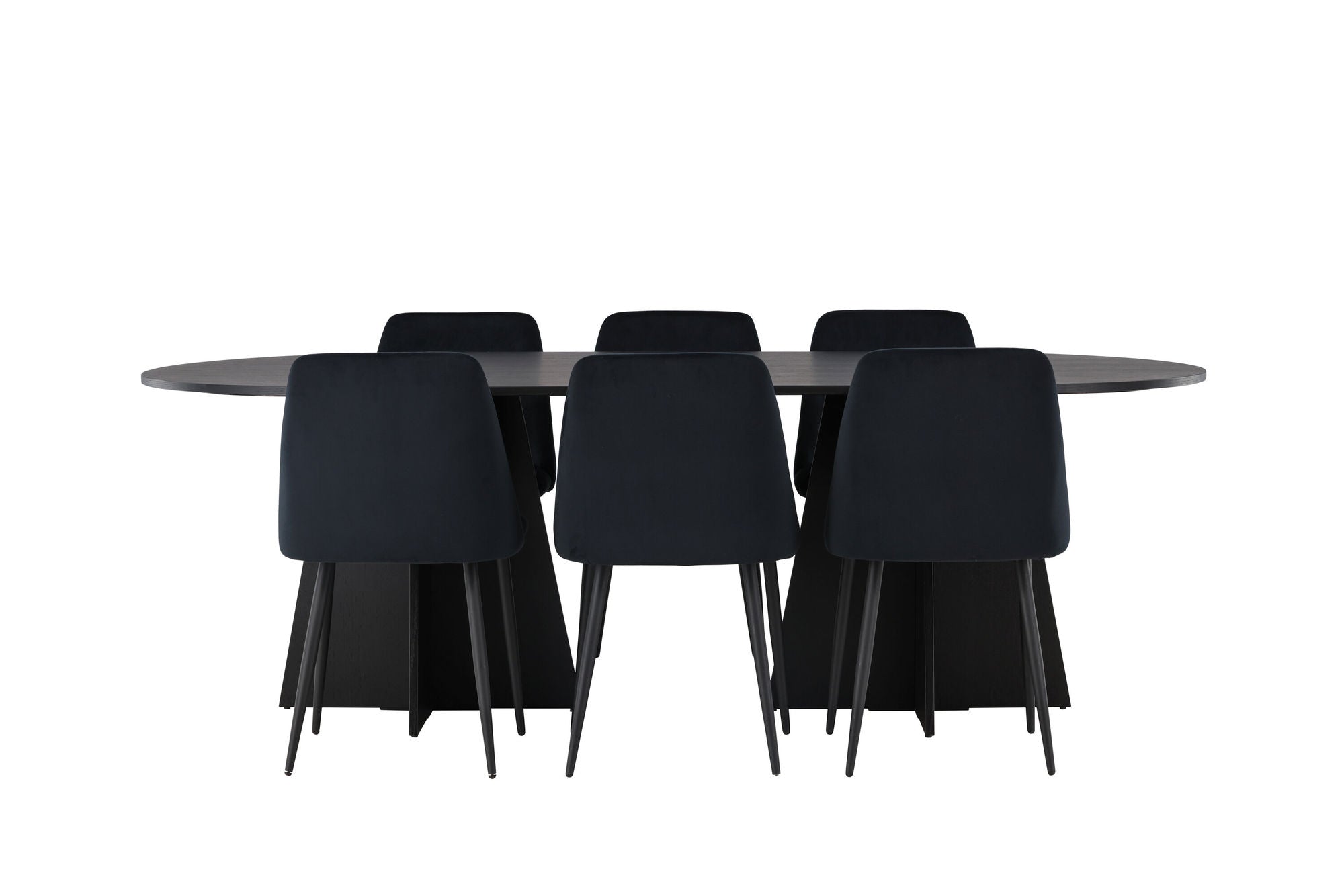 Venture Home Bootcut Oval spisebord - Black / Black Fanéer +Night Spisebordsstol - Black / Black Velvet _6