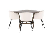 Venture Home Kaseidon spisebord - rund - Rubberwood / Dark Brown MDF +Berit stol - Black / Beige Velvet _4