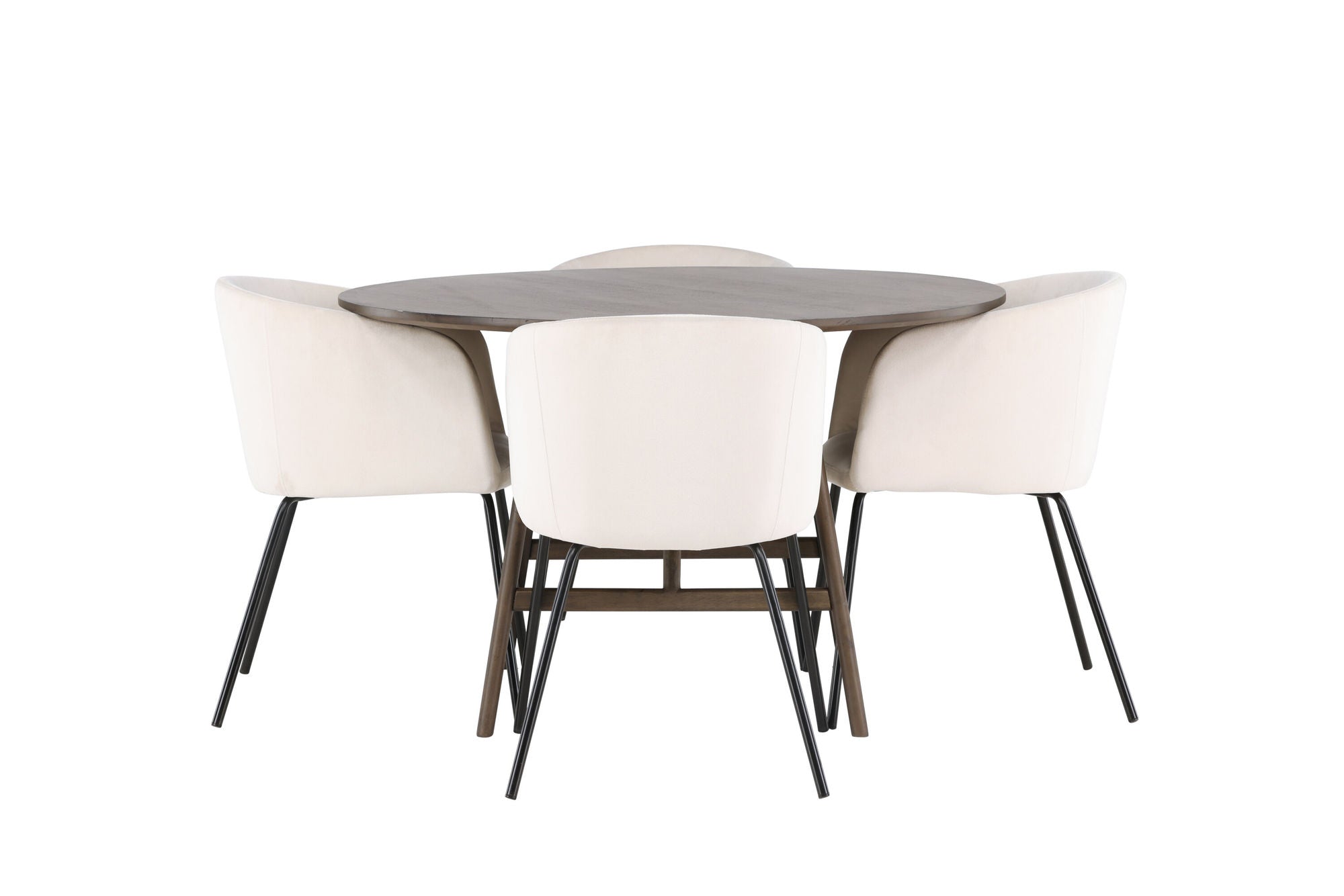 Venture Home Kaseidon spisebord - rund - Rubberwood / Dark Brown MDF +Berit stol - Black / Beige Velvet _4