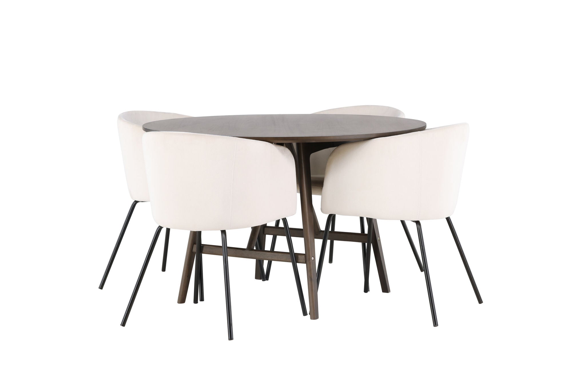 Venture Home Kaseidon spisebord - rund - Rubberwood / Dark Brown MDF +Berit stol - Black / Beige Velvet _4
