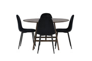 Venture Home Kaseidon spisebord - rund - Rubberwood / Dark Brown MDF +Polar Spisebordsstol - Black legs / Black Velvet _4