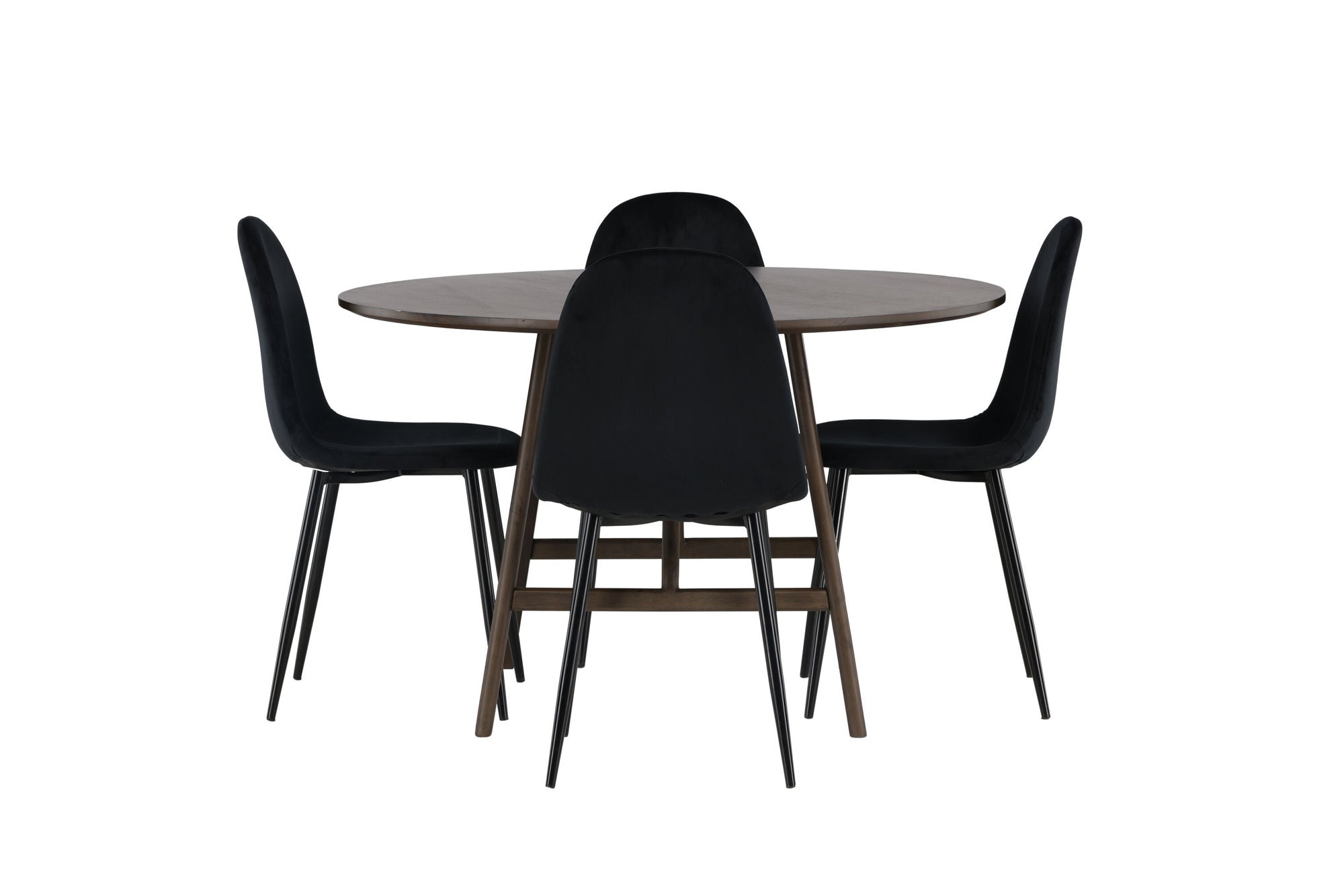 Venture Home Kaseidon spisebord - rund - Rubberwood / Dark Brown MDF +Polar Spisebordsstol - Black legs / Black Velvet _4