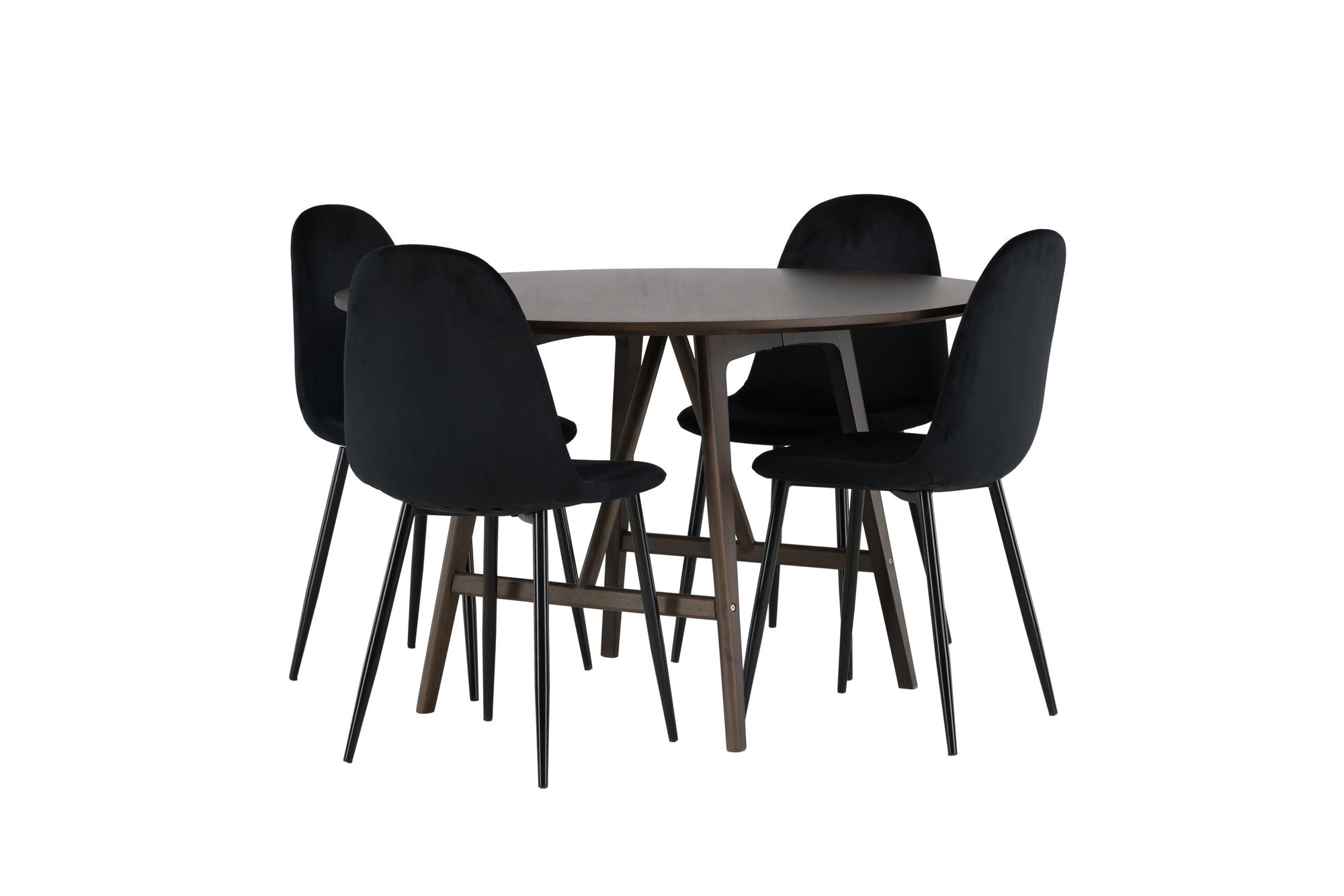 Venture Home Kaseidon spisebord - rund - Rubberwood / Dark Brown MDF +Polar Spisebordsstol - Black legs / Black Velvet _4