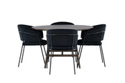Venture Home Kaseidon spisebord - rund - Rubberwood / Dark Brown MDF +Selma Spisebordsstol - Black / Black Velvet _4