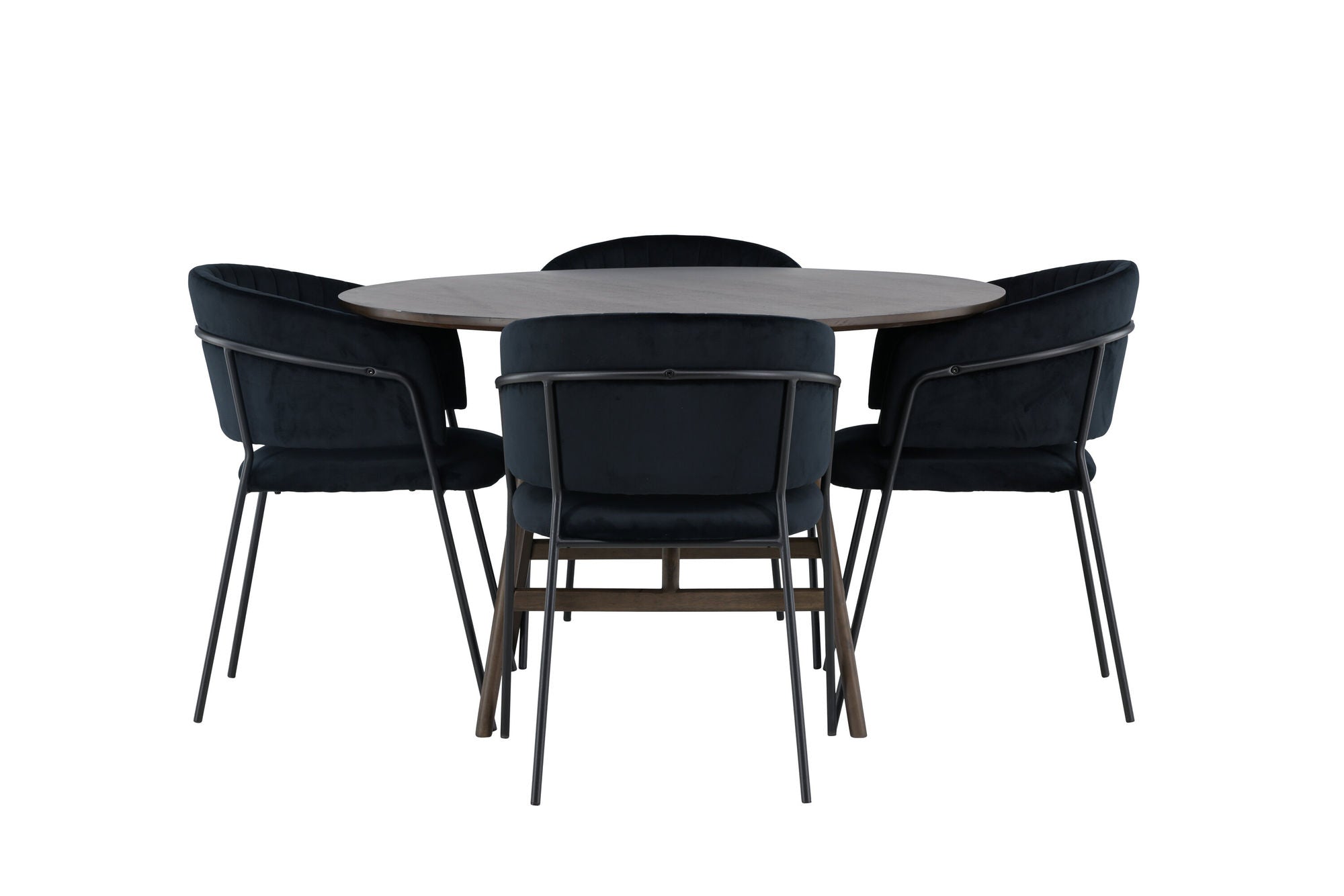 Venture Home Kaseidon spisebord - rund - Rubberwood / Dark Brown MDF +Selma Spisebordsstol - Black / Black Velvet _4