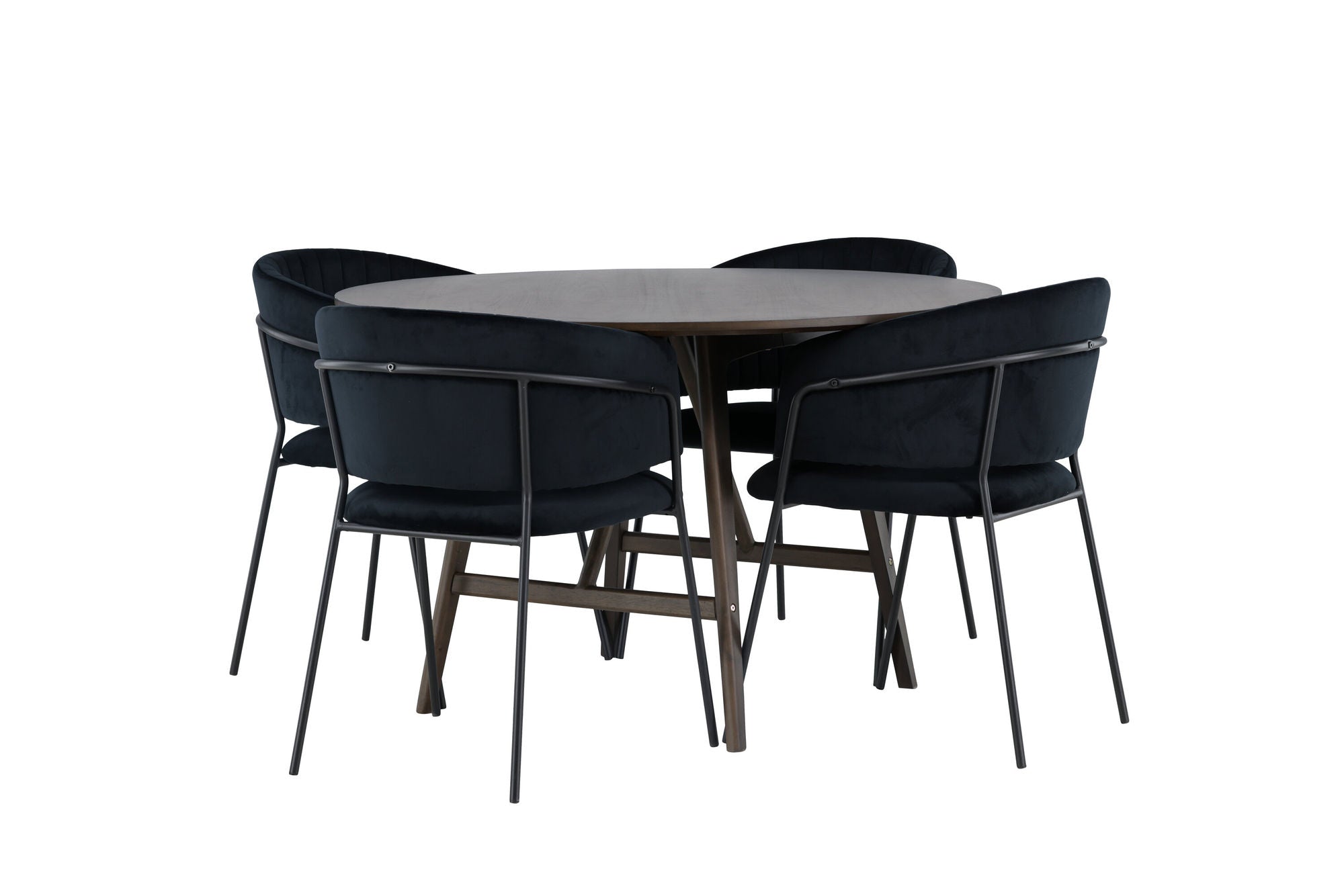 Venture Home Kaseidon spisebord - rund - Rubberwood / Dark Brown MDF +Selma Spisebordsstol - Black / Black Velvet _4