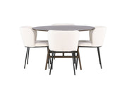 Venture Home Kaseidon spisebord - rund - Rubberwood / Dark Brown MDF +Edina Spisebordsstol - Black / White Boucle _4